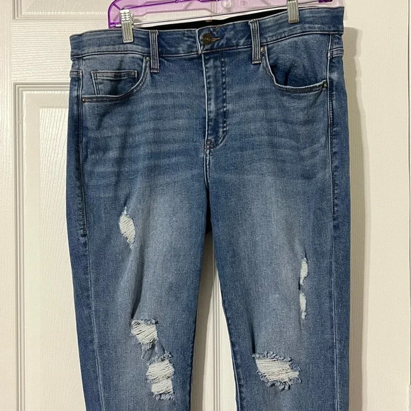Lularoe Womens Skinny Jeans Size 32 Dark Wash Distressed High Rise - Picture 2 of 4